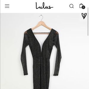 Lulus Black Sparkly Formal Backless Maxi Dress